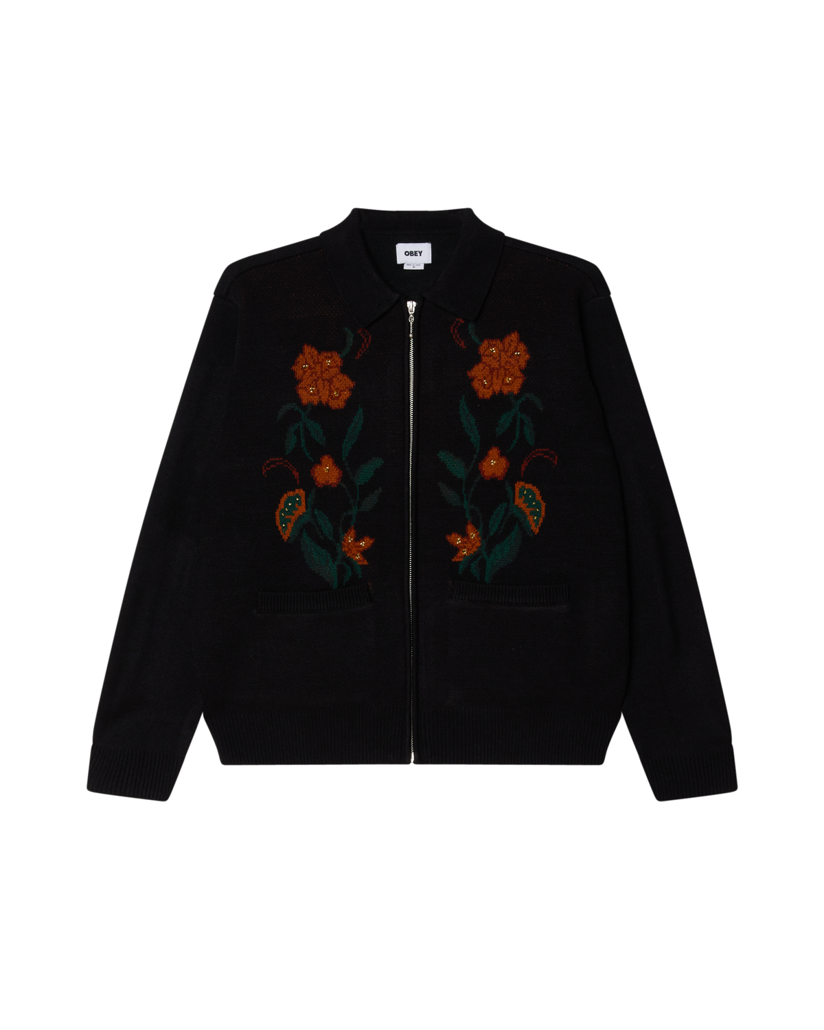 OBEY FLORAL ZIP CARDIGAN