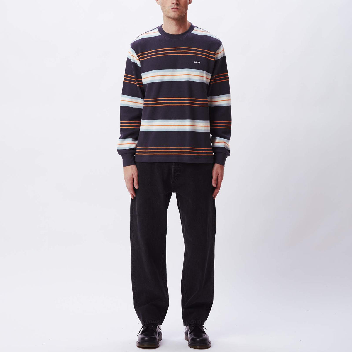 obey berto thermal stripe tee ls