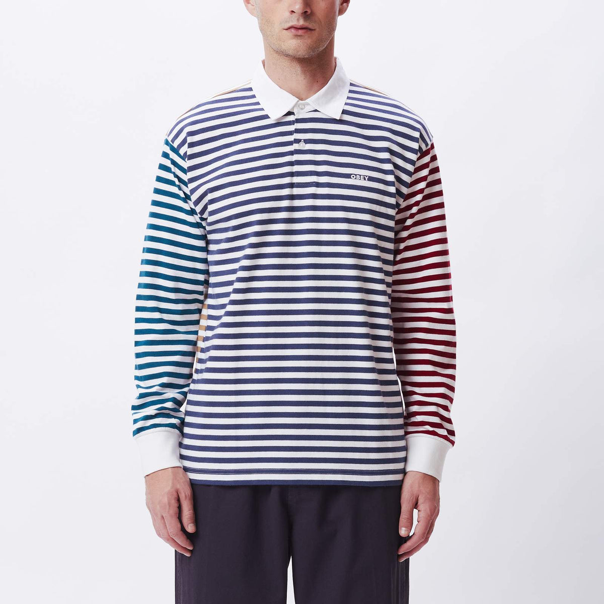 obey marcel striped polo tee