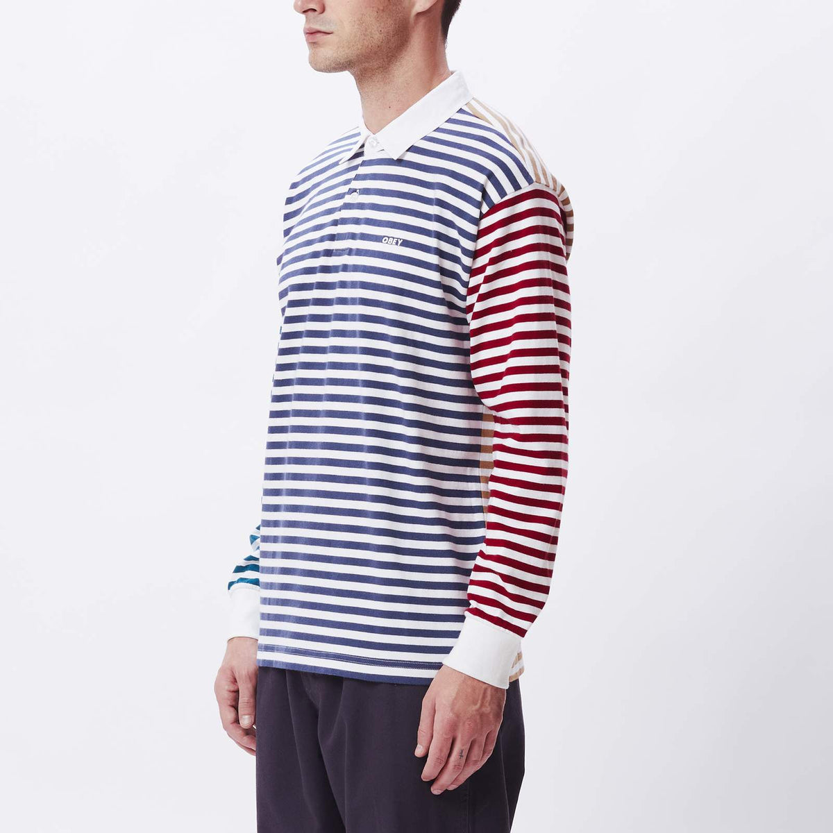 obey marcel striped polo tee