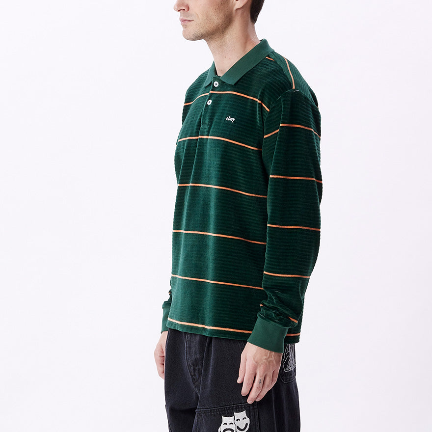 Obey Fete Velour Stripe Polo LS