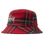 stussy big logo plaid bucket hat