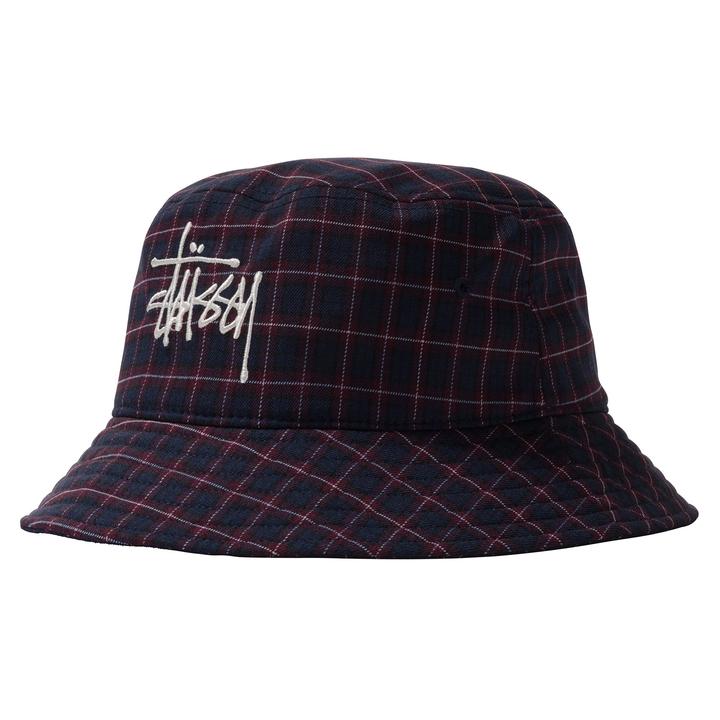 stussy basic plaid bucket hat